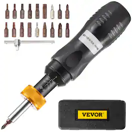 VEVOR - 1/4" Drive Torque Screwdriver Wrench Set, 10-50 in-lbs Torque Adjustment Range, Torque Range Accurate to ±5% - Black