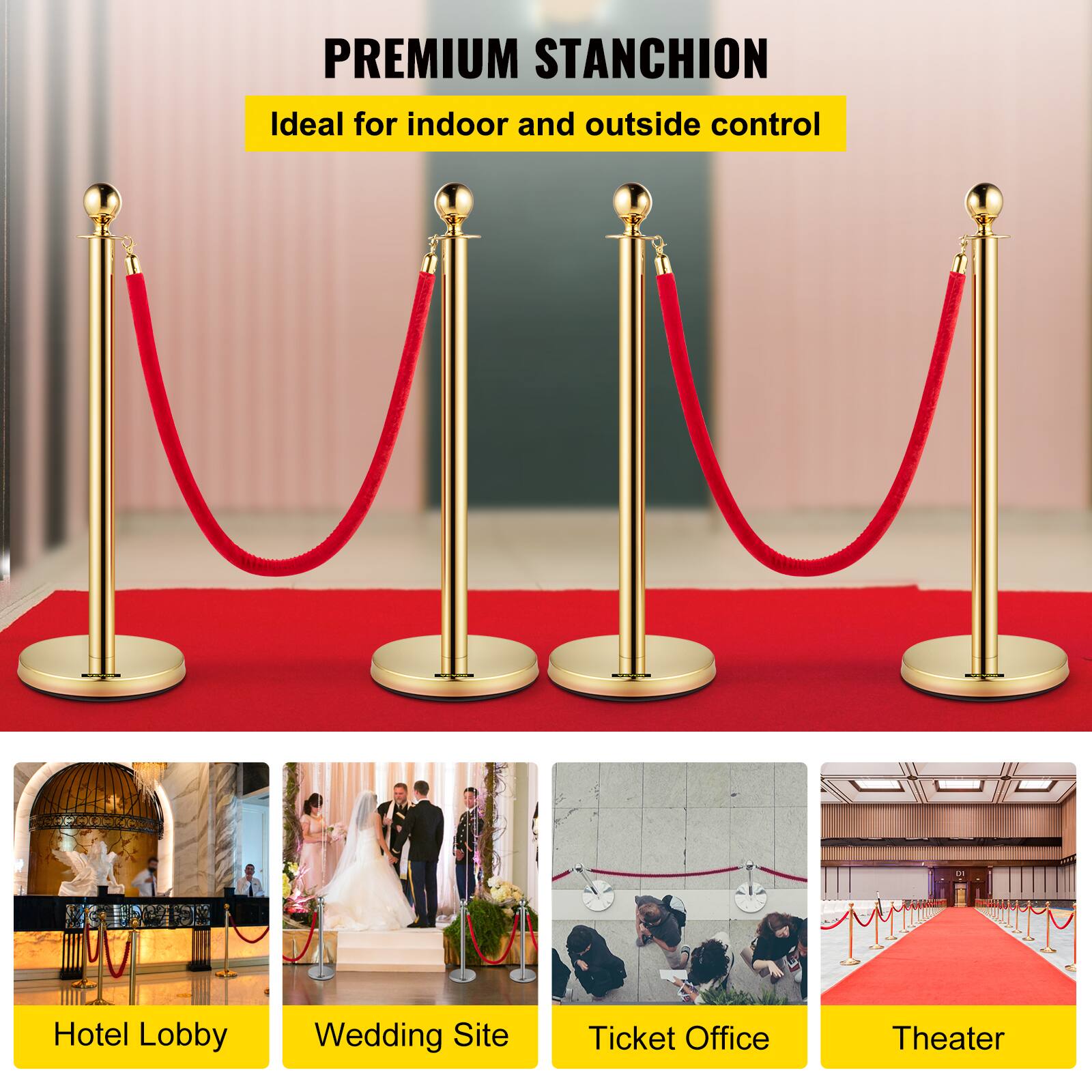 PREMIUM STANCHION  
Ideal for indoor and outside control  

Hotel Lobby  
Wedding Site  
Ticket Office  
Theater