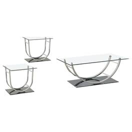 Coaster Co. of America - Danville 3-piece Glass Top Coffee and End Table Set Chrome - Silver