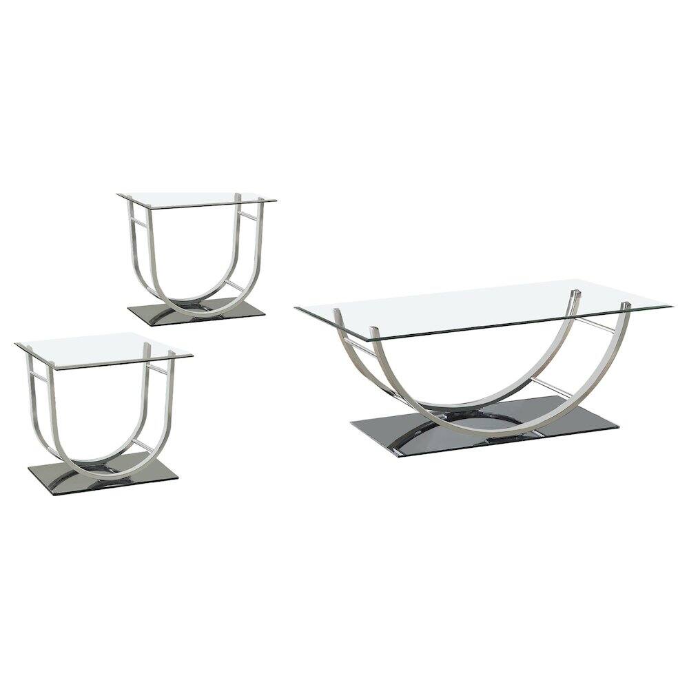 Front. Coaster Co. of America - Danville 3-piece Glass Top Coffee and End Table Set Chrome - Silver.