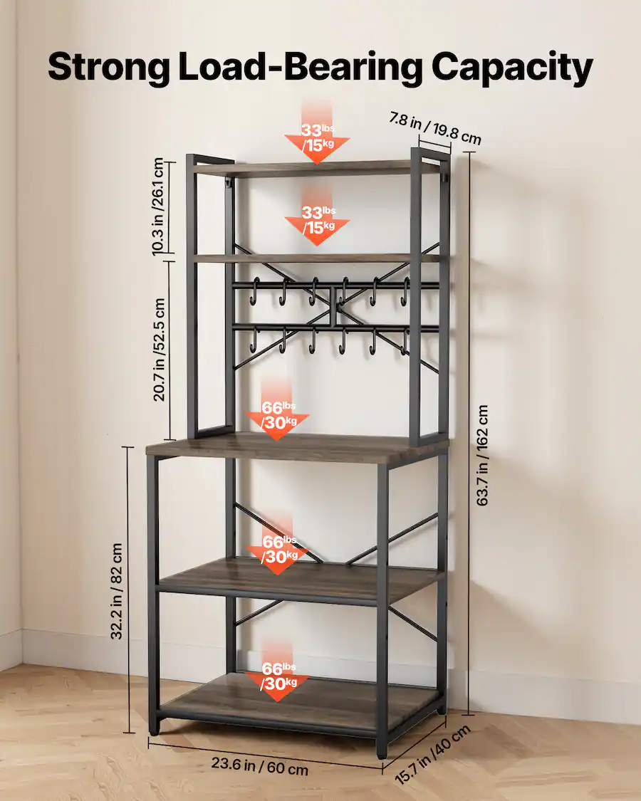 12in Baker Rack VEVOR Kitchen Bakers Rack, 23.6 inch Width Bakers Rack, Kitchen Stand ...