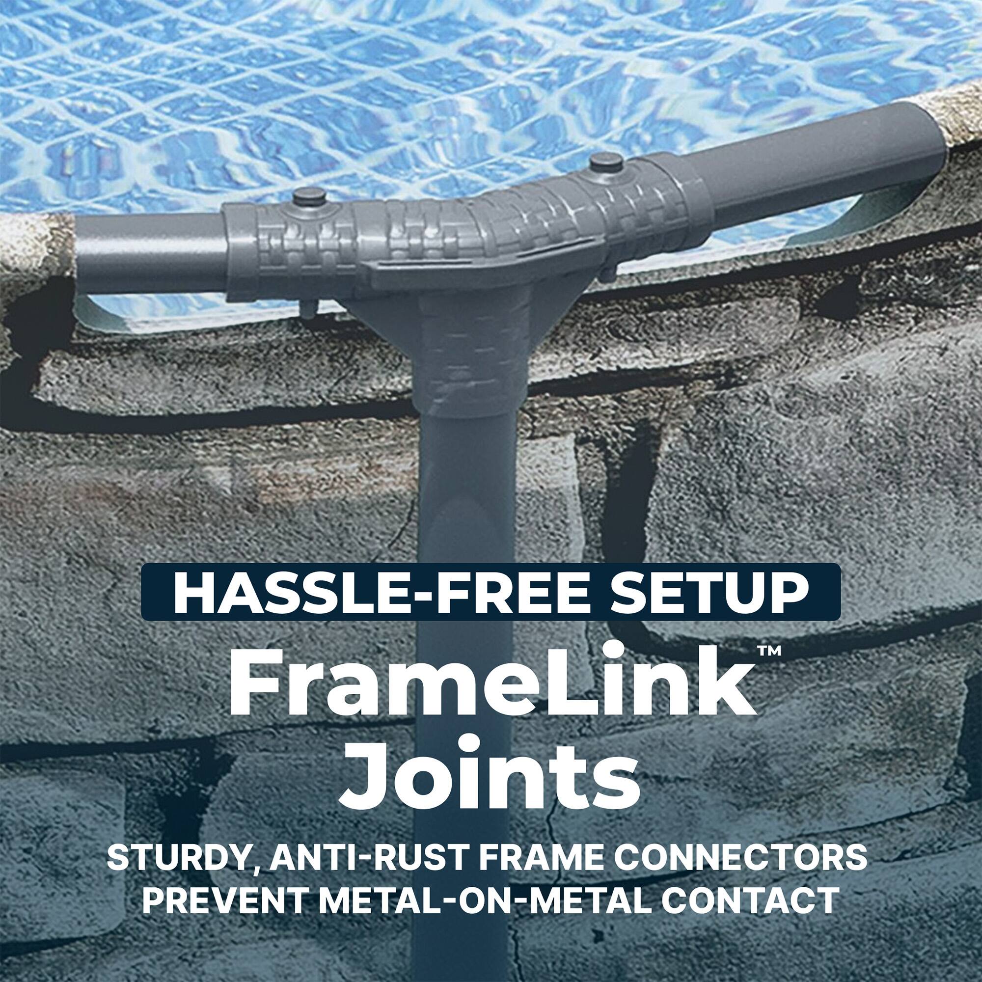 HASSLE-FREE SETUP  
FrameLink™ Joints  
STURDY, ANTI-RUST FRAME CONNECTORS PREVENT METAL-ON-METAL CONTACT