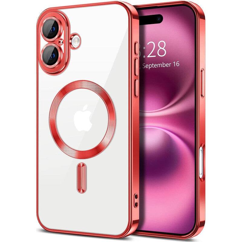 Entronix - Magnetic Case for iPhone 17 - Clear Luxury Glossy Cover - Red