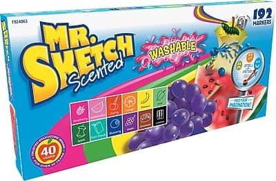 Mr. Sketch - Scented Washable Markers, Chisel Tip, 192/Pack - Assorted