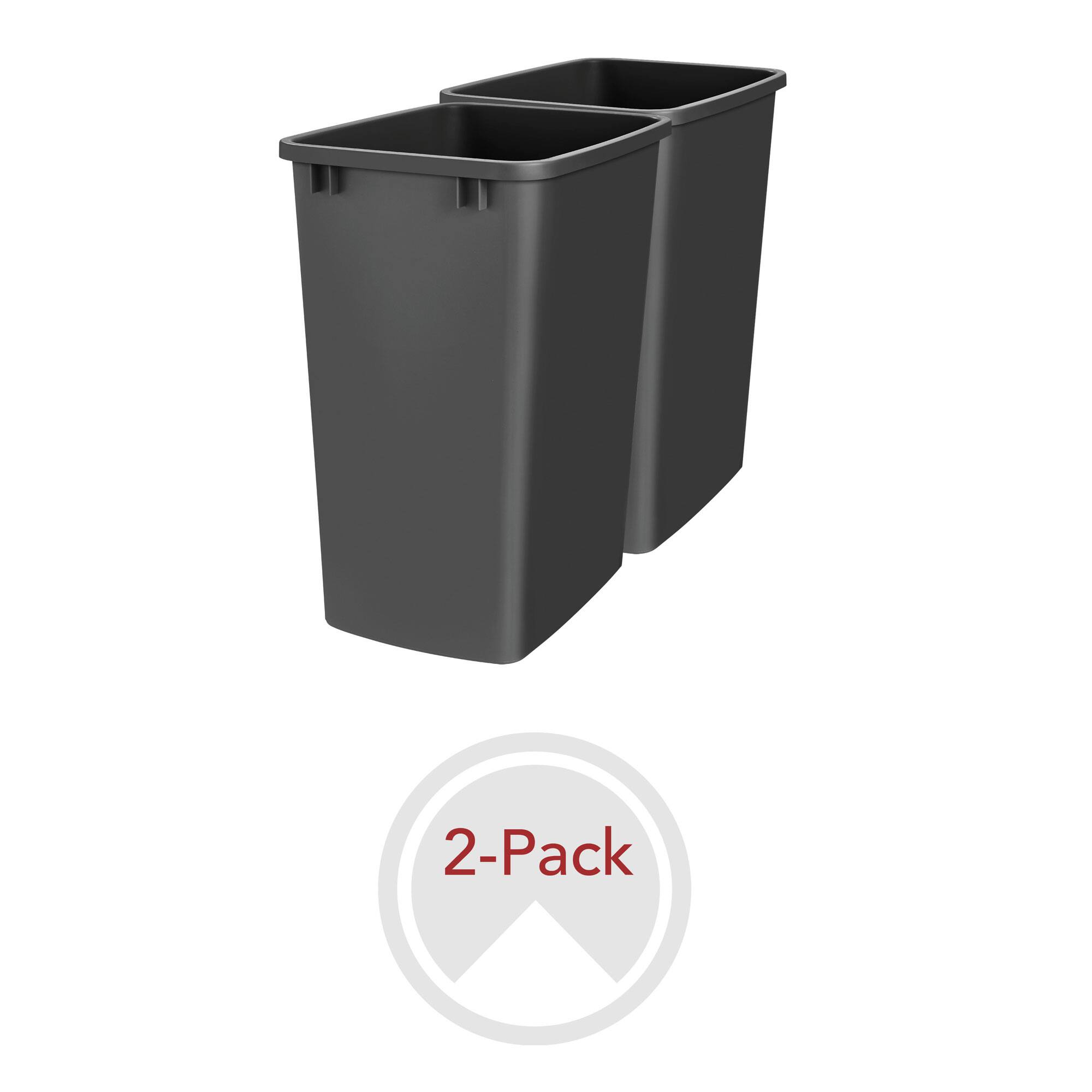 Rev-A-Shelf - Polymer Replacement 35 qt. Trash Bin, 2 Pack, RV-35-18-2 - Black