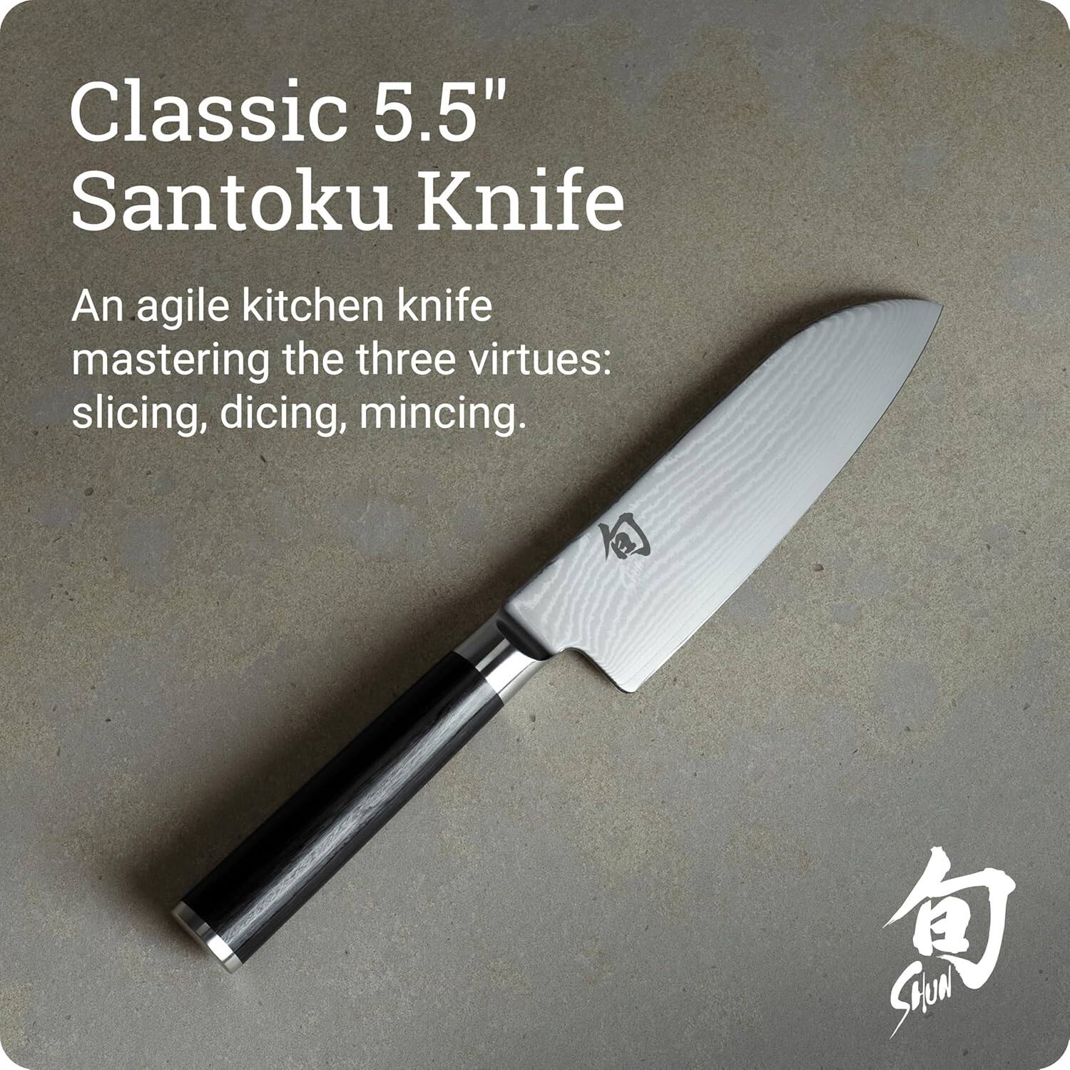 Classic 5.5" Santoku Knife

An agile kitchen knife mastering the three virtues: slicing, dicing, mincing.