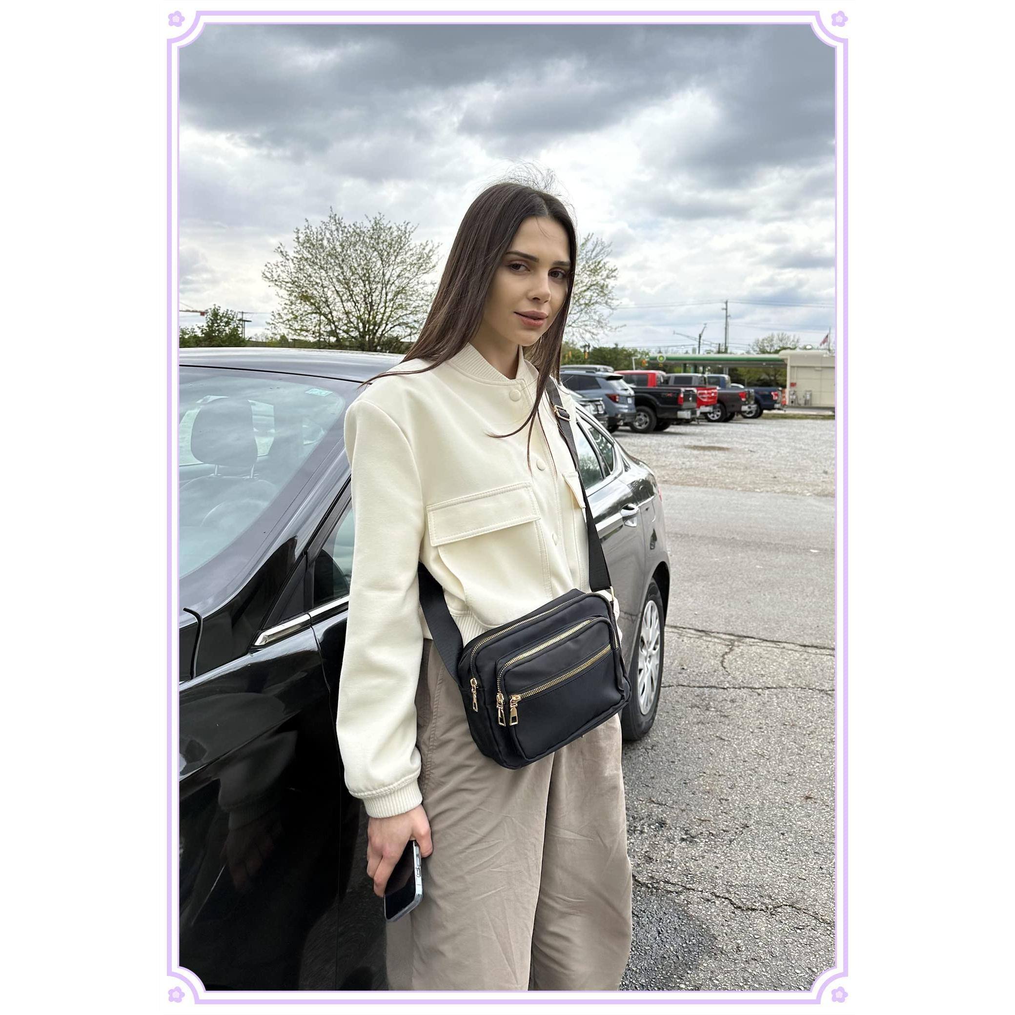 Alt View 2. Live At Space - Nylon Crossbody Bags For Women Purses And Handbags Women's Casual Messenger Bag Waterproof Black Purse Beautifully - Bright Gray.