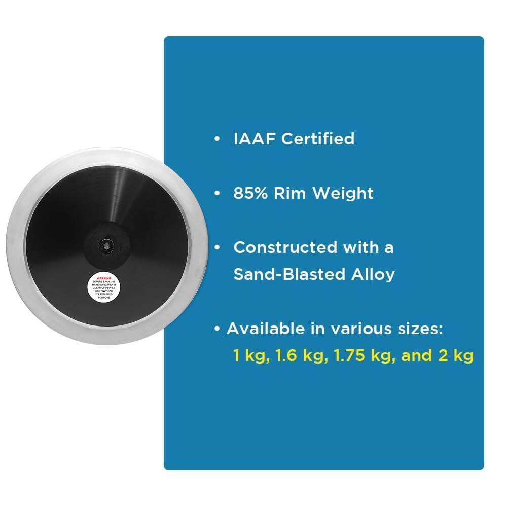 IAAF Certified  
85% Rim Weight  
Constructed with a Sand-Blasted Alloy  
Available in various sizes: 1 kg, 1.6 kg, 1.75 kg, and 2 kg