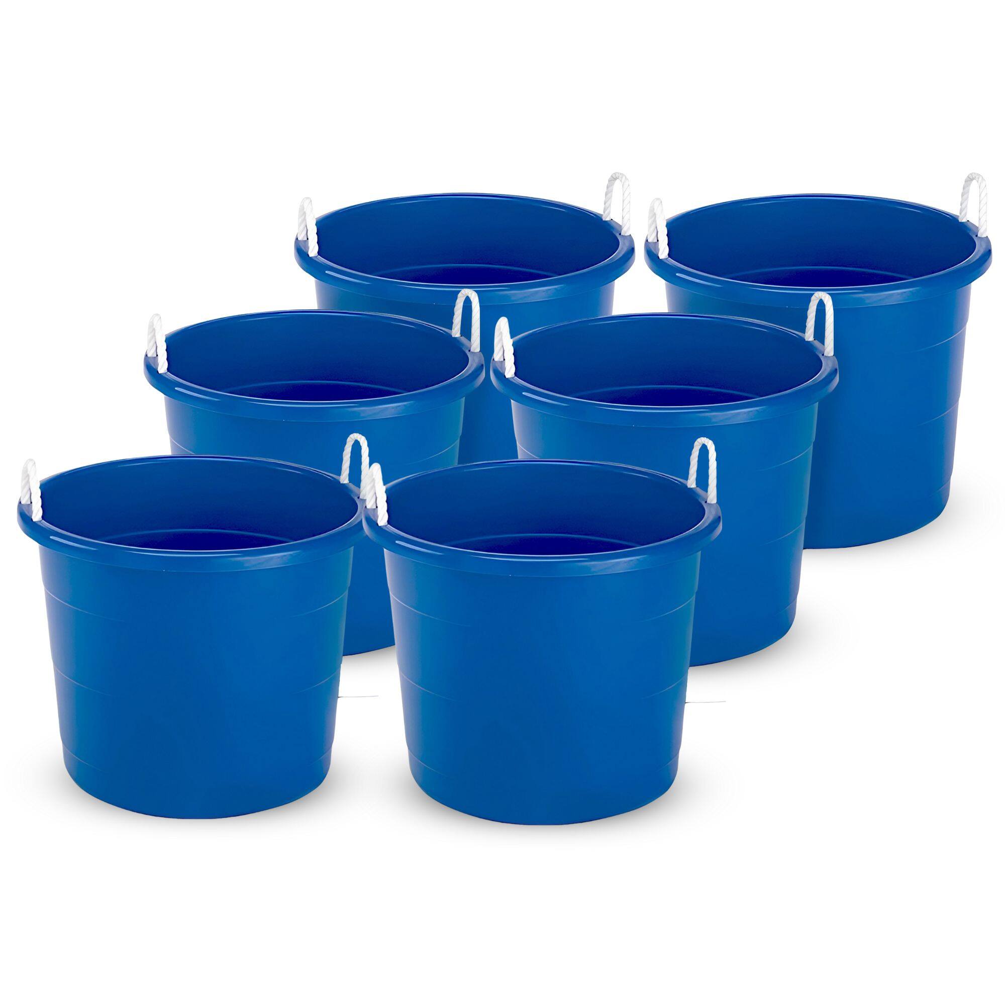 Homz - 18 Gal Plastic Open Storage Round Utility Tub with Handles, (3 Pack) - Blue