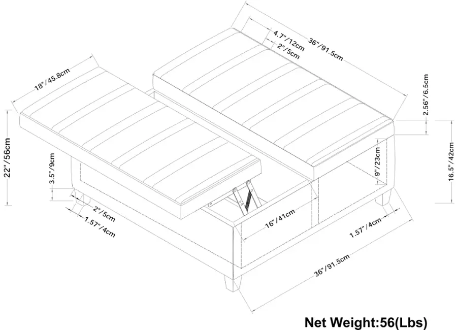Alt View 17. Simpli Home - Ellis Coffee Table Storage Ottoman - Dove Grey.