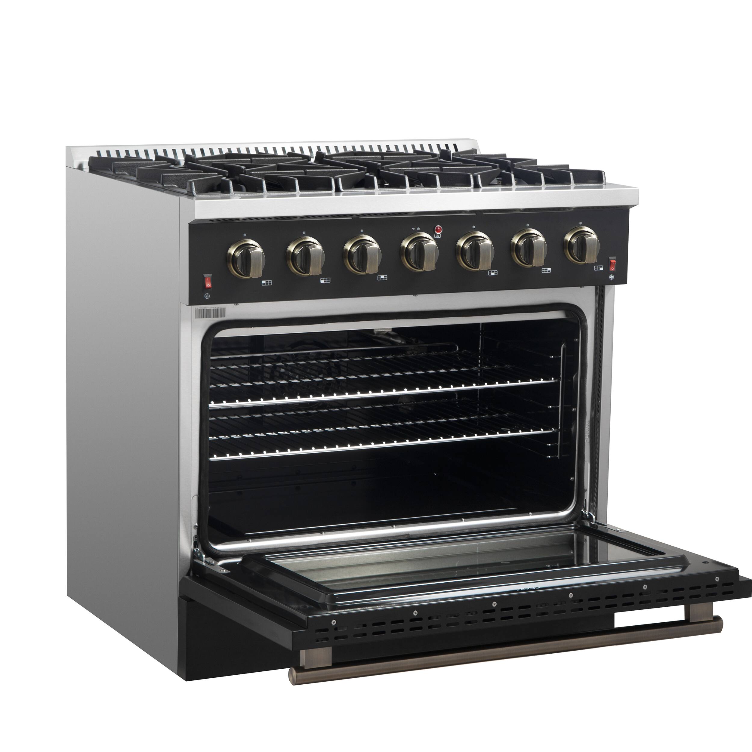 Alt View 5. Forno Appliances - Galiano 5.26 Cu. Ft. Freestanding Gas Convection Range with Continuous Cast Iron Grates - Black.