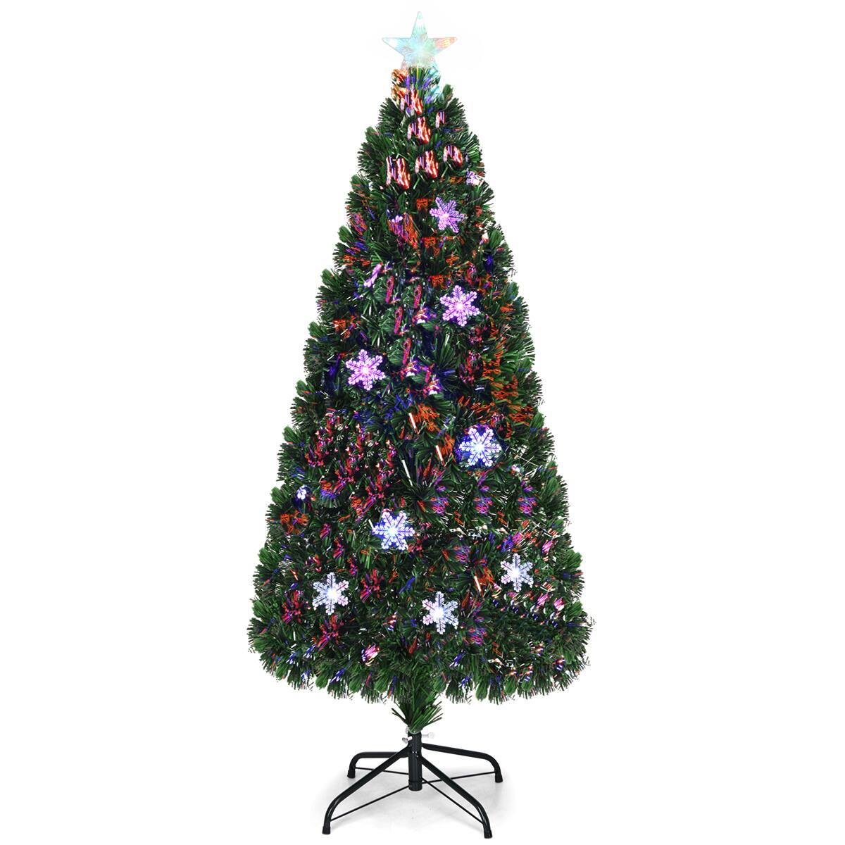 Alt View 9. Gymax - Gymax Fiber Optic 6' PVC Artificial Christmas Tree LED Lights Metal Stand - Green.