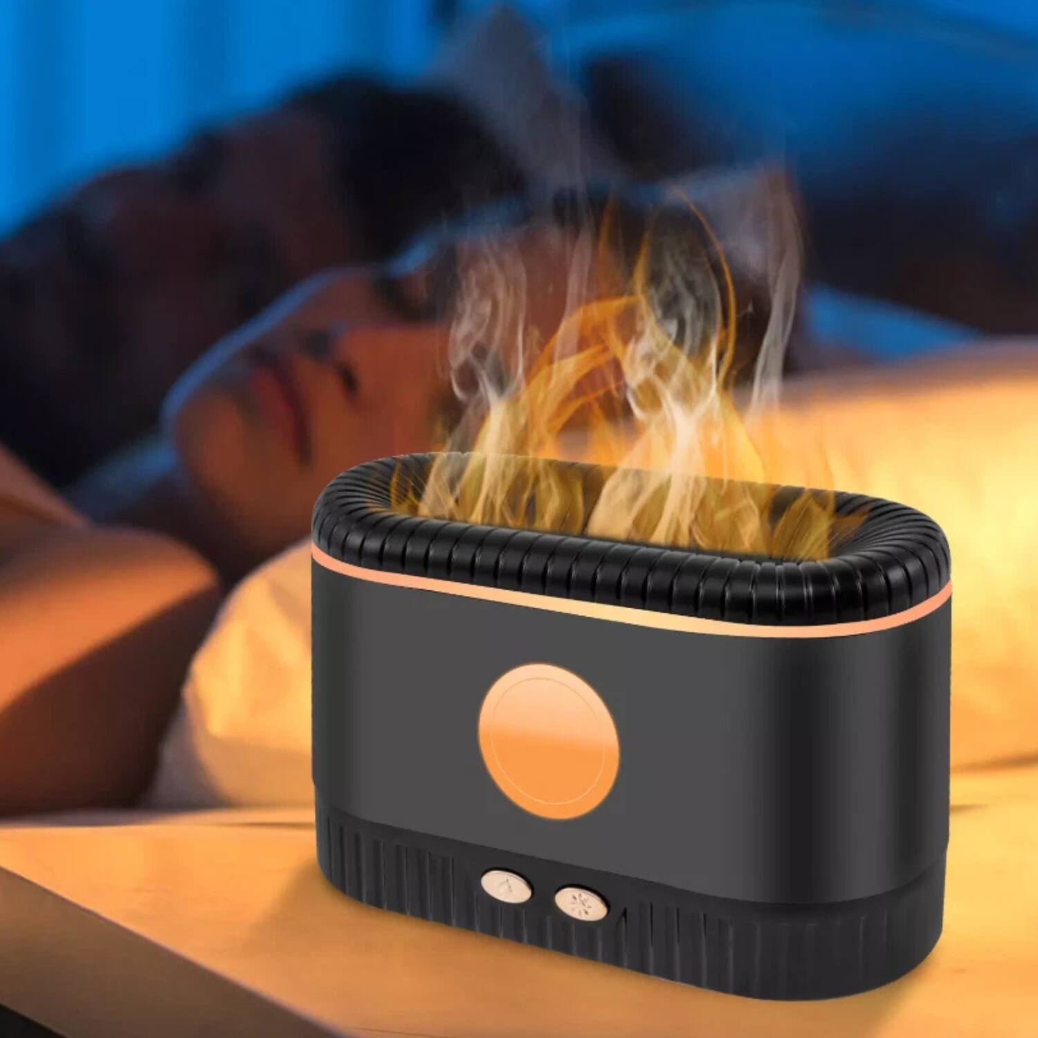 Left. Home Collection - Aroma Humidifier Essential Oil Diffuser with 3D Volcano Flame Mist.