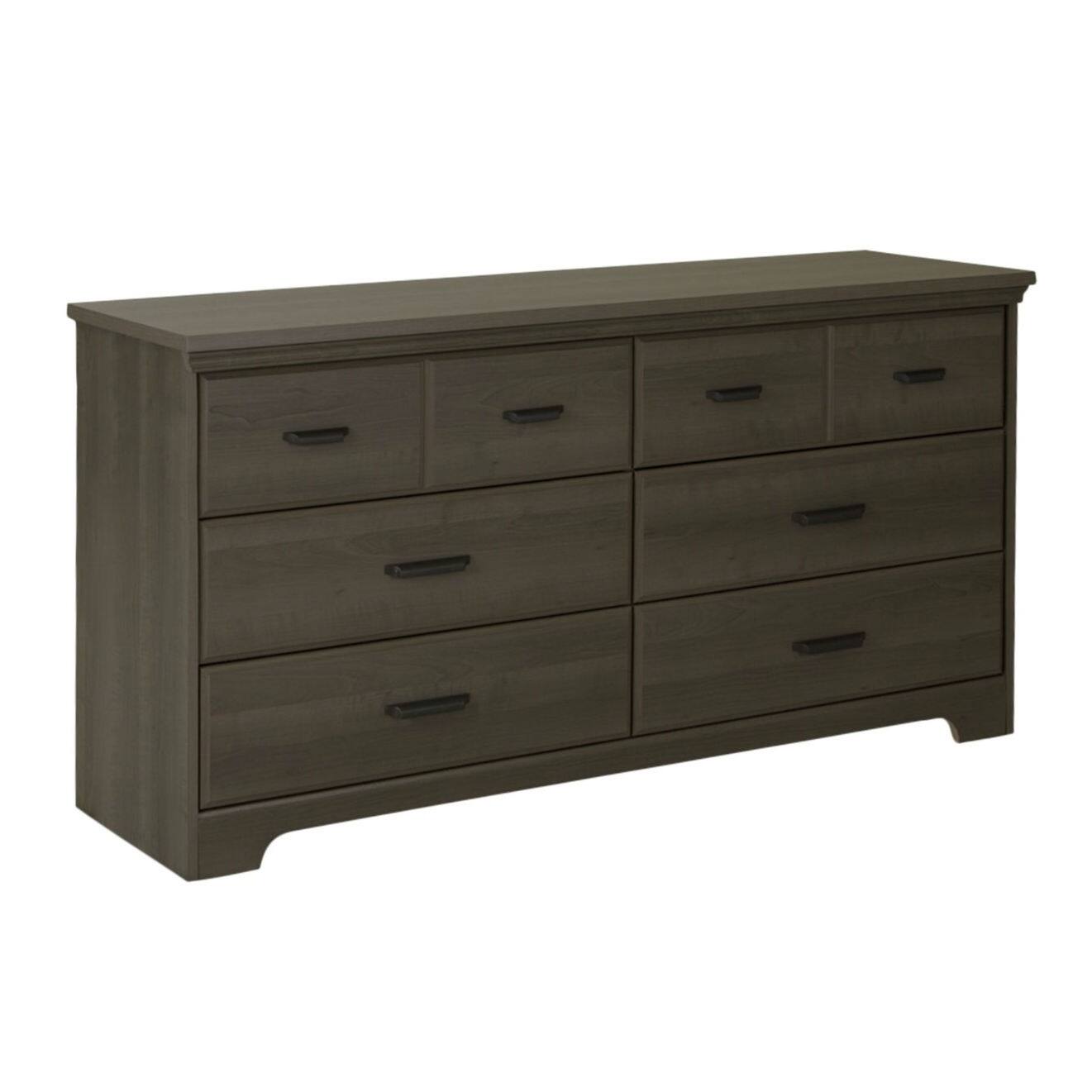 Angle. Hivvago - Hivvago Bedroom 6-Drawer Double Dresser Wardrobe Cabinet - Grey.