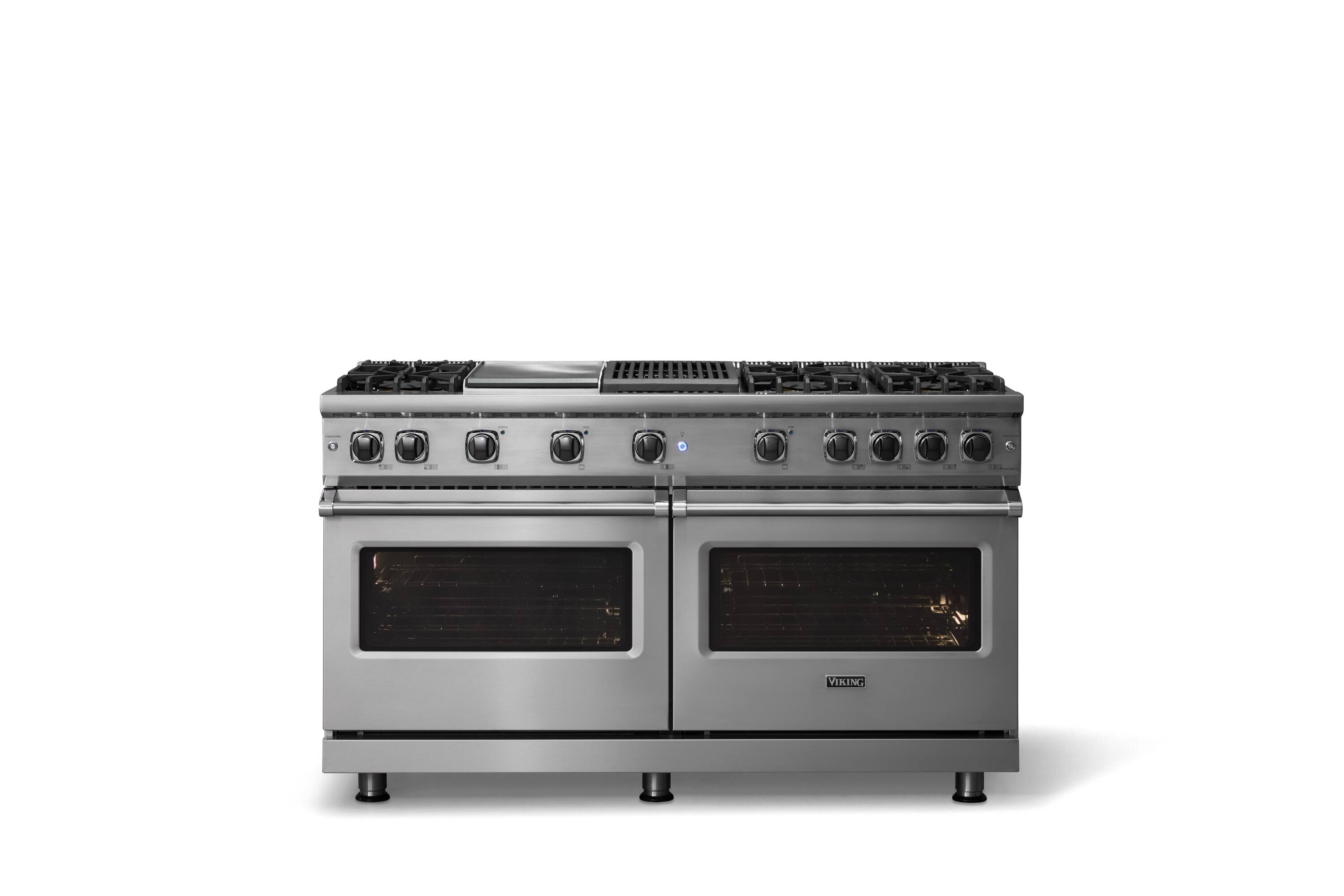 Alt View 1. Viking - 8.0 Cu. Ft. 60"W. Professional 5 Series Freestanding Double Oven Gas Convection Range - Stainless steel.