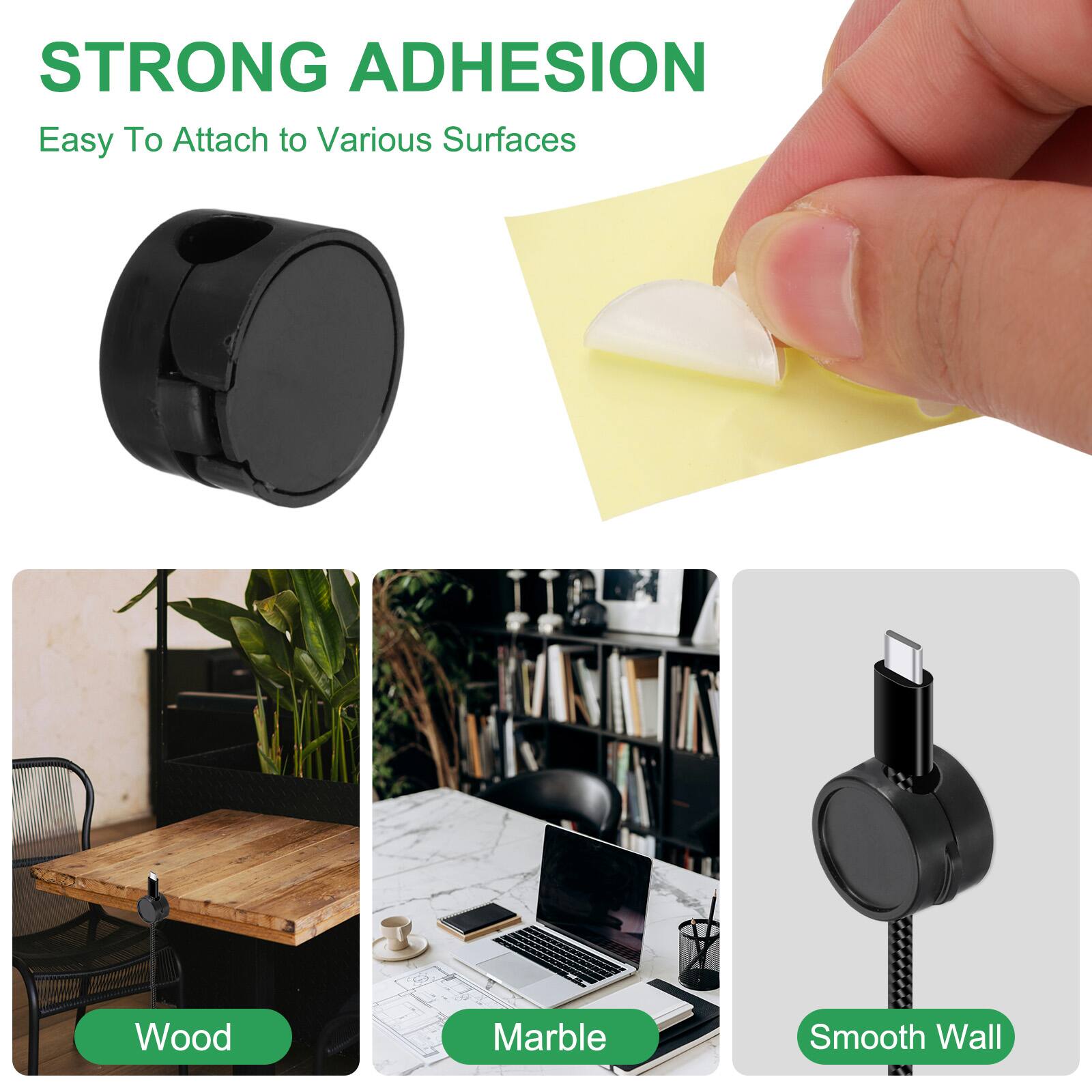 STRONG ADHESION  
Easy To Attach to Various Surfaces  

Wood  
Marble  
Smooth Wall