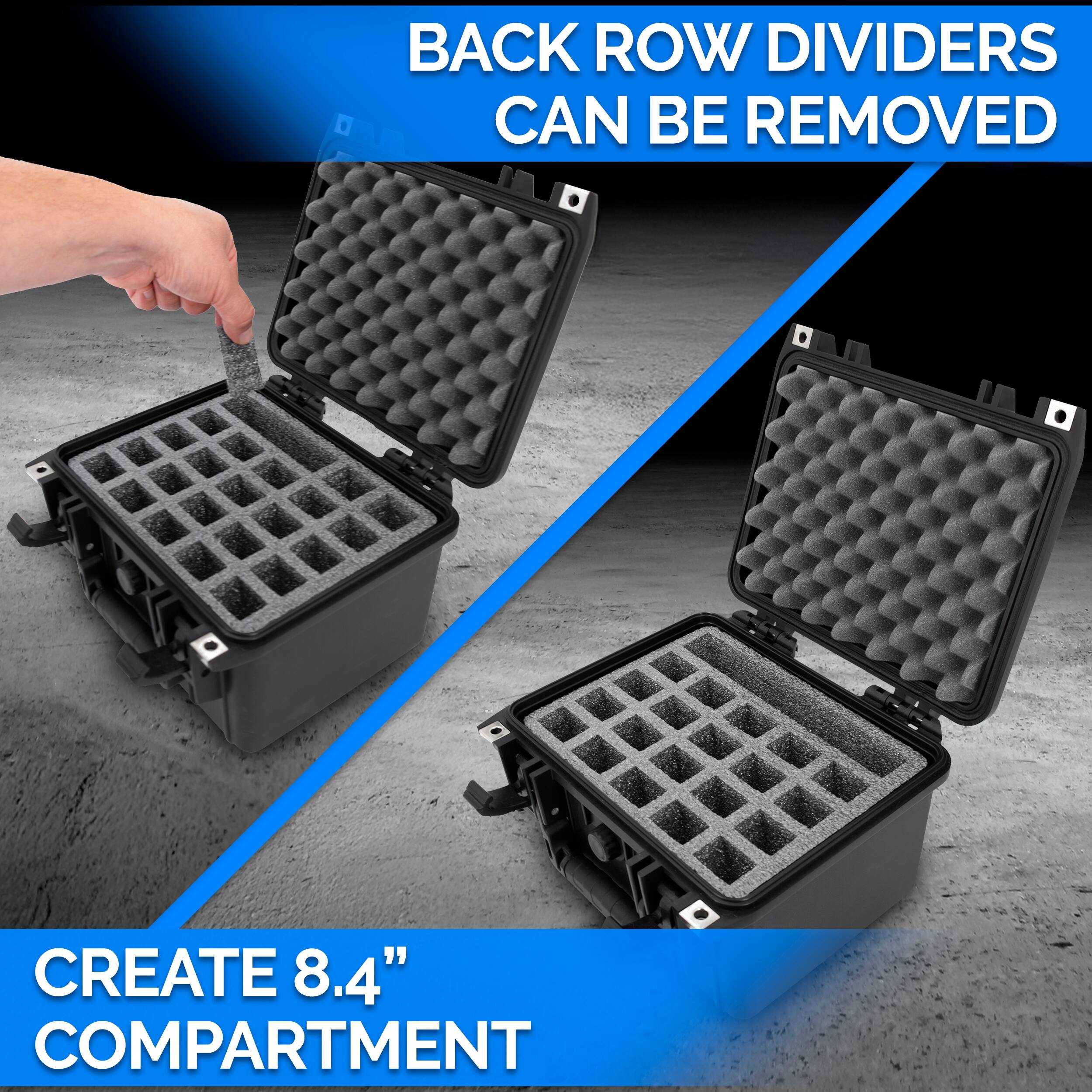 BACK ROW DIVIDERS CAN BE REMOVED  
CREATE 8.4" COMPARTMENT