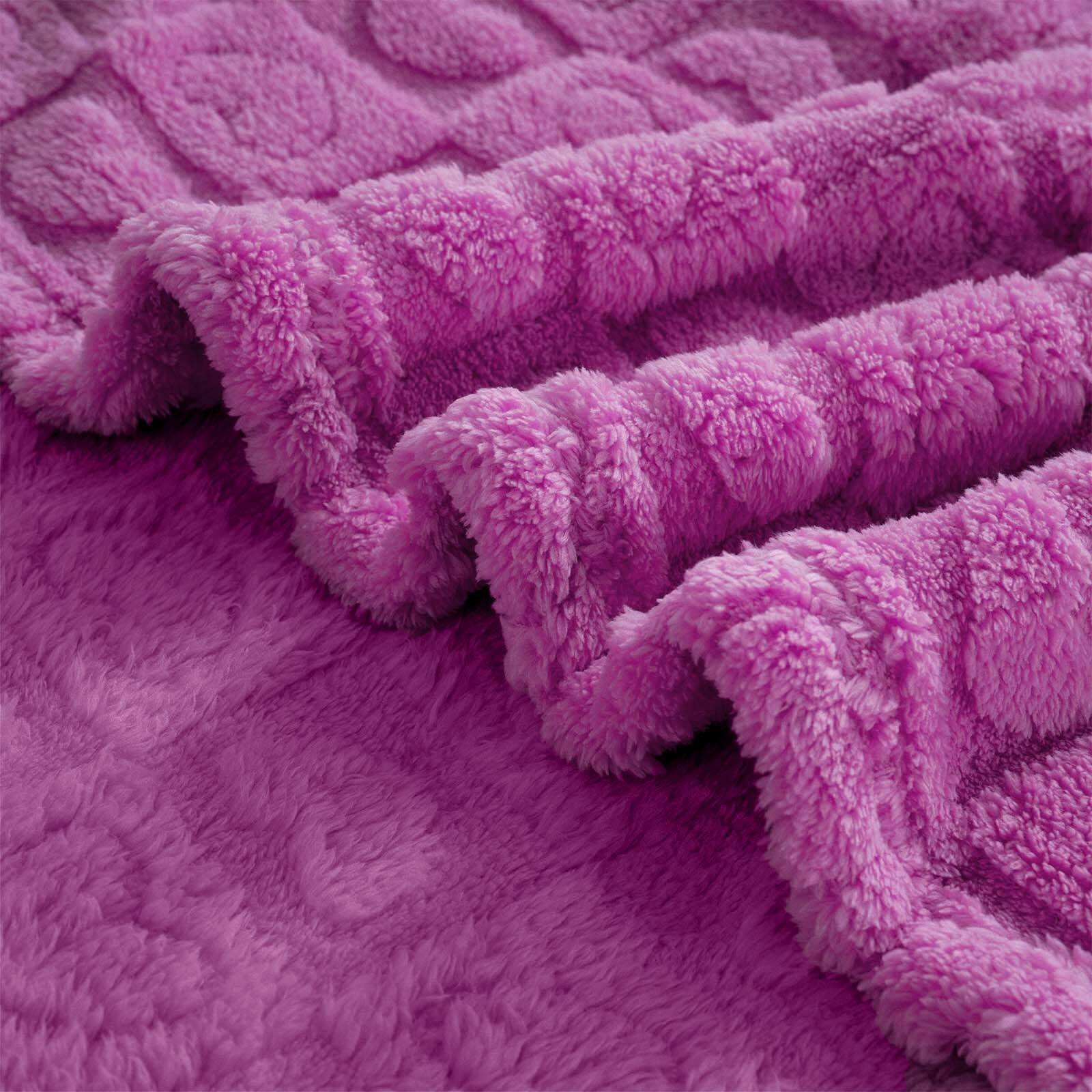 Alt View 3. Pacoar Cade - Super Soft Blanket With Heart Checkered Silky Flannel Fleece 3d Jacquard Decorative Fuzzy Blankets For Women And ( - Purple-60"x80".