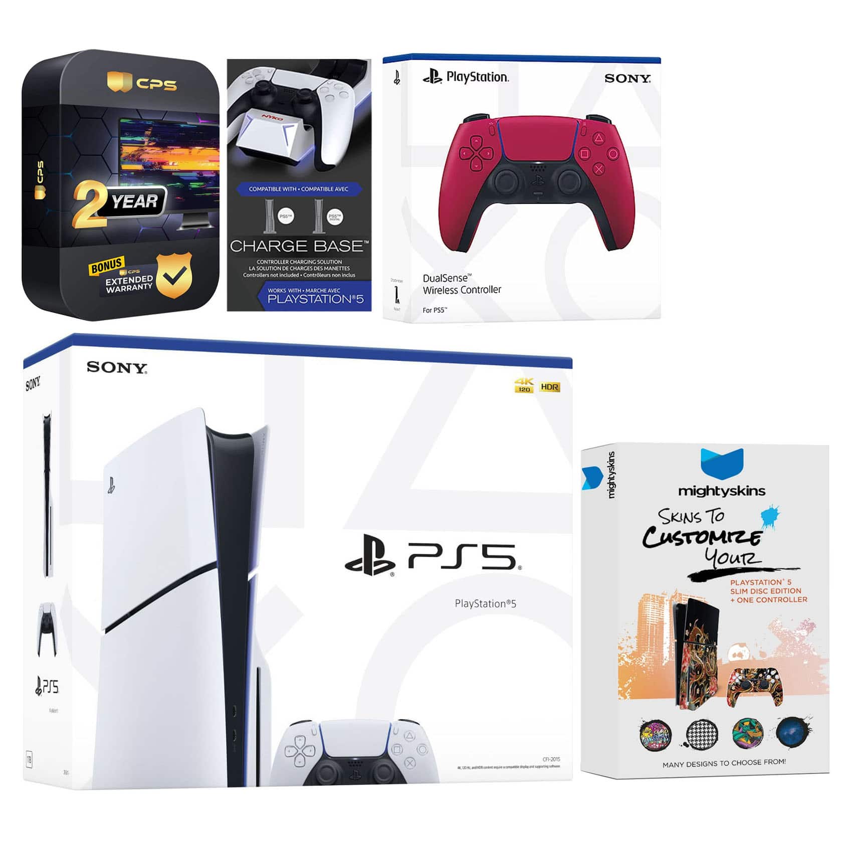 Playstation 5 Slim Disc with Extra Controller, Charging Dock and MightySkins Decal Voucher + 2 Year CPS - PlayStation 5