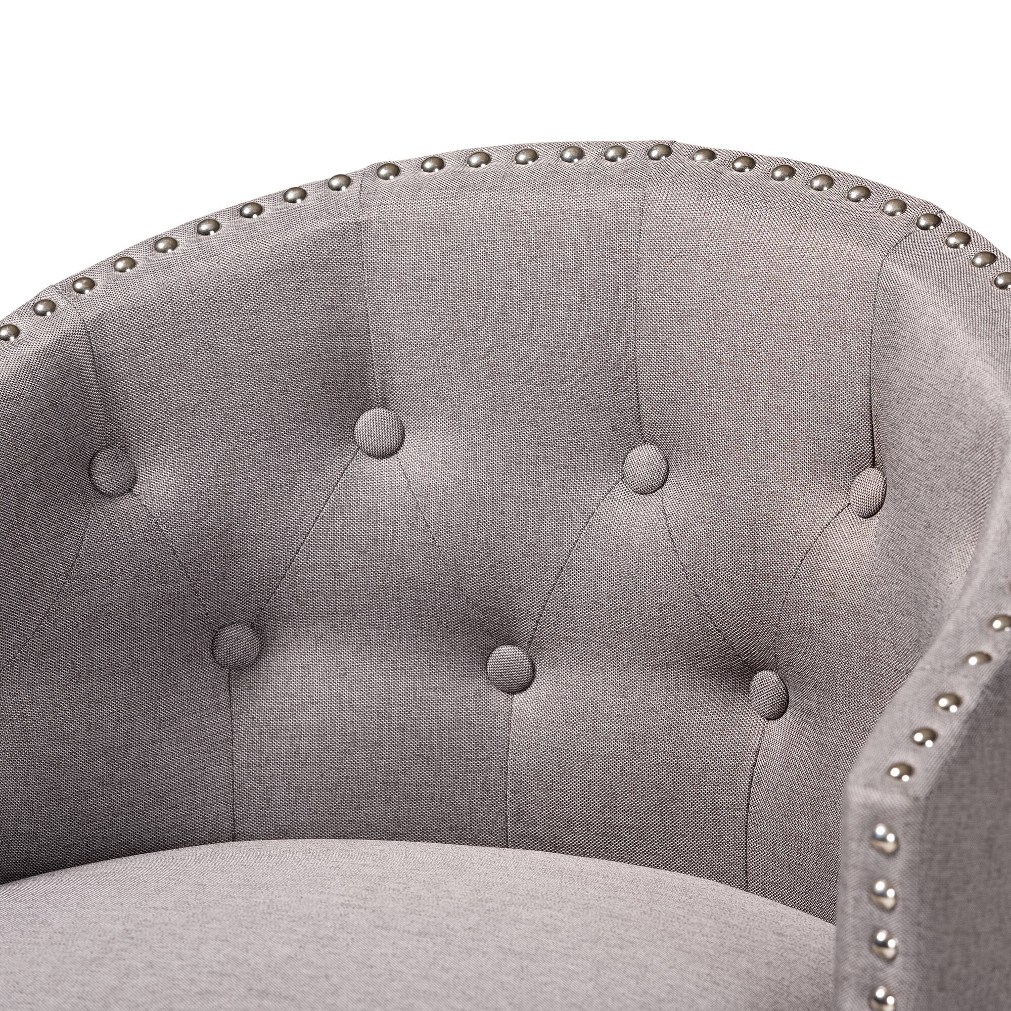 Back. Baxton Studio - Theron Mid-Century Transitional Fabric and Espresso Finished Wood 2-Piece Swivel Counter Stool Set - Grey/Espresso Brown.