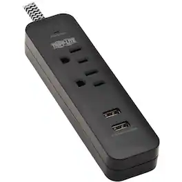 Eaton Tripp Lite Series 2-Outlet Surge Protector with 2 USB Ports (2.1A Shared) - 6 ft. Cord, 5-15P Plug, 450 Joules - Unknown