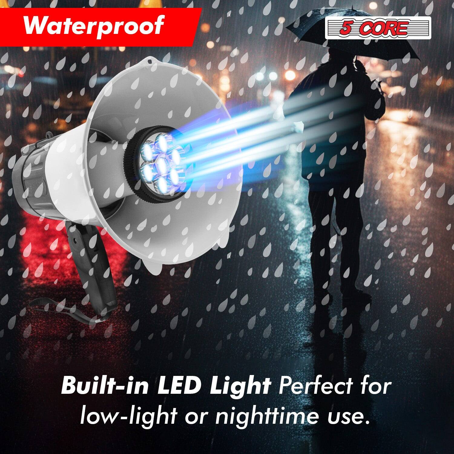 Waterproof  
5 CORE  
Built-in LED Light Perfect for low-light or nighttime use.