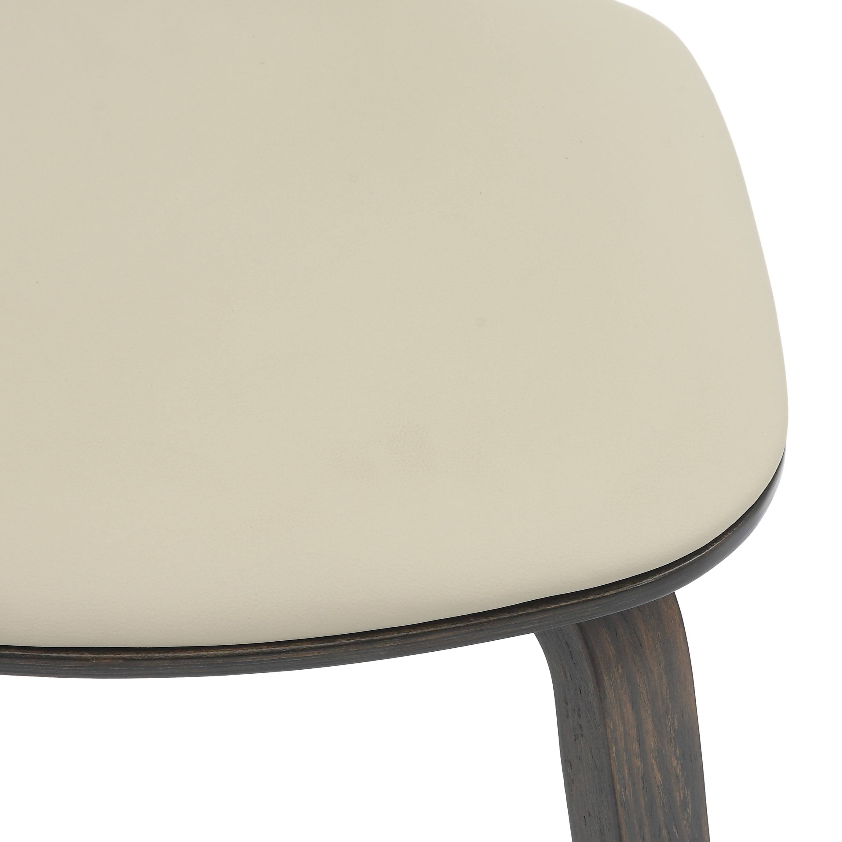 Alt View 2. LeisureMod - Clivo 2-PCS Open-Back Accent Dining Chair, Modern Walnut & Leather Upholstered Side Chair - Dark Walnut/Taupe.