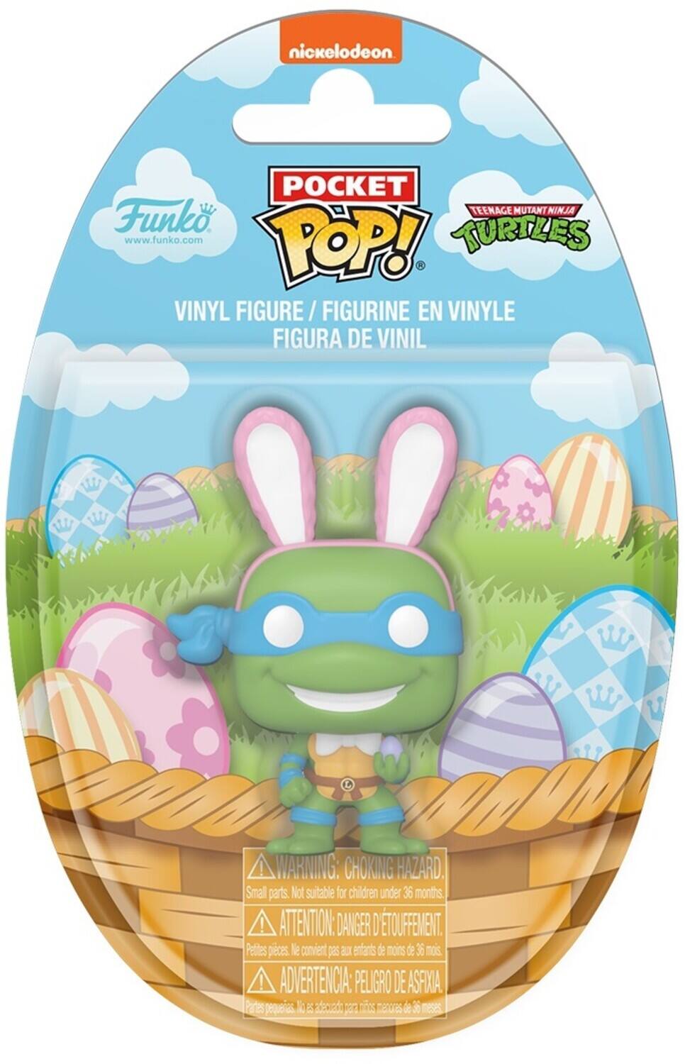 Nickelodeon Pocket Teenage Mutant Ninja Turtles Funko POP! Vinyl Figure. www.funko.com. Warning: Choking Hazard. Small parts. Not suitable for children under 36 months. Attention: Danger d'étouffement. Petites pièces. Ne convient pas aux enfants de moins de 36 mois. Advertencia: Peligro de asfixia. Partes pequeñas. No adecuado para menores de 36 meses.