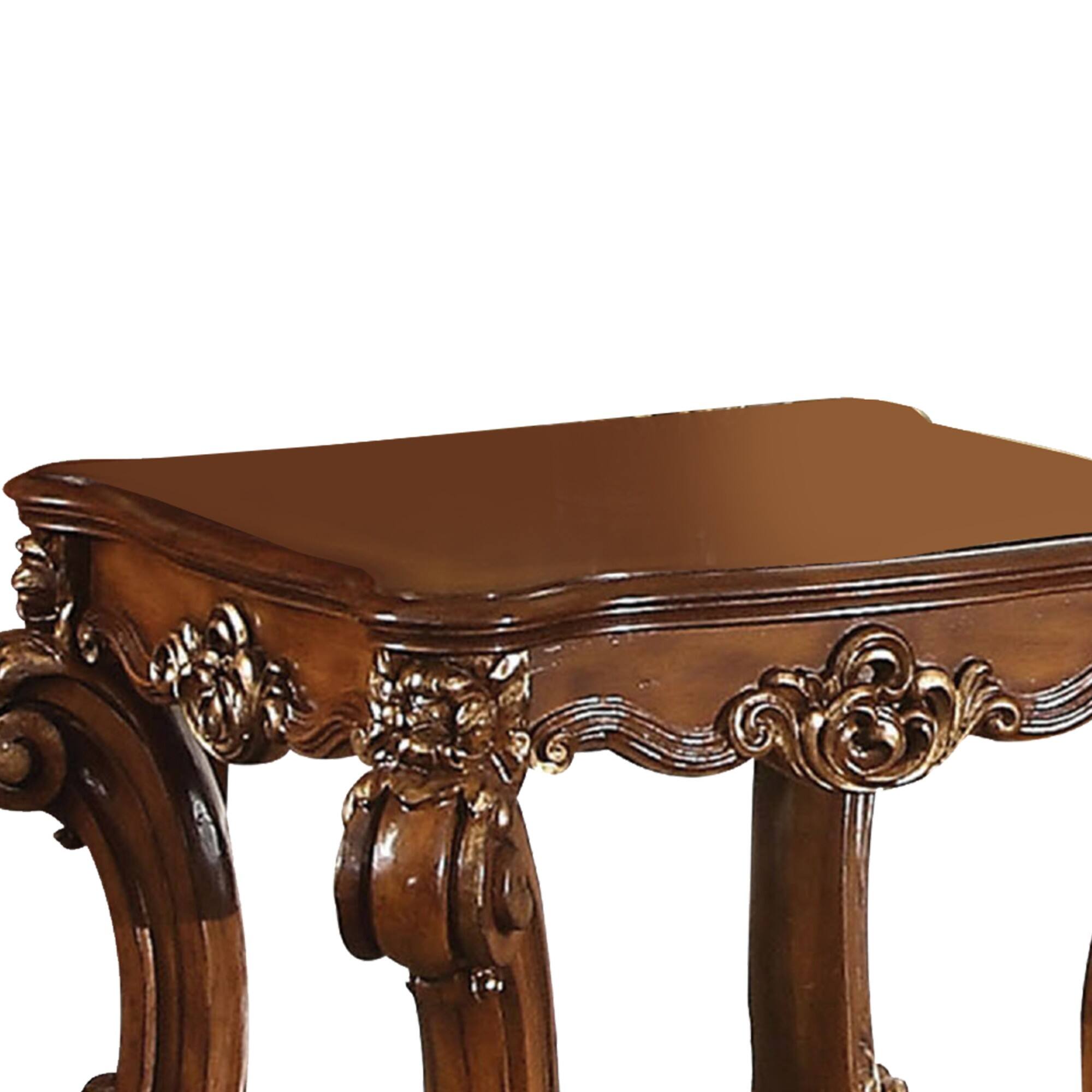 Alt View 3. Manhattan Lane - Square Top End Table With Scrolled Leg And Bottom Shelf - Brown.