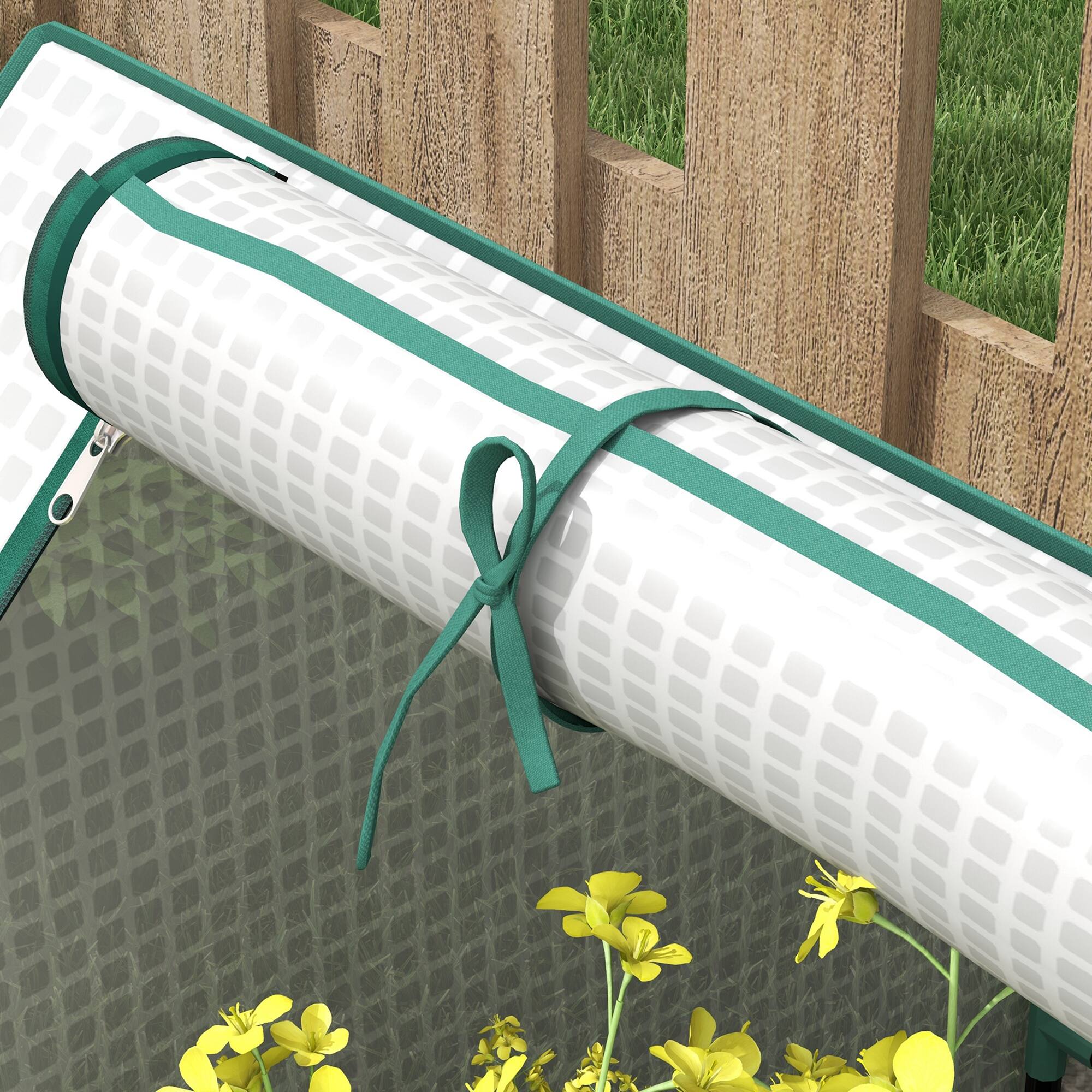 Alt View 8. Outsunny - 4 x 3 x 1ft Raised Garden Bed with Mini Greenhouse, Galvanized Outdoor Planter Box with Cover, for Herbs and Vegetables - White and Silver.