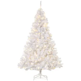 Homcom - FT Tall PreLit Artificial Christmas Tree with Realistic Branches - White