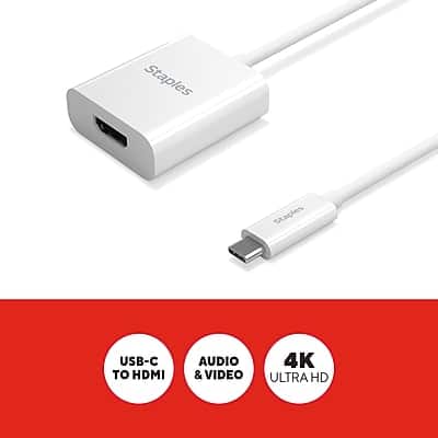 Staples TECH USB C to HDMI Audio/Video Adapter, Male to Female