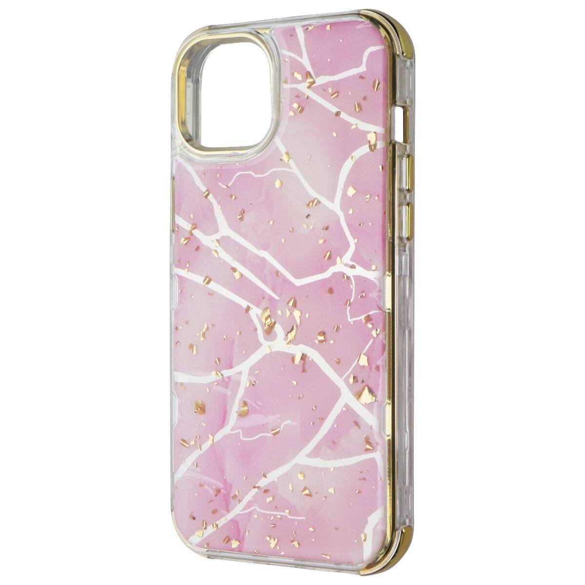 Front. Mybat Pro - MyBat Pro Tuff Series Case for Apple iPhone 14 Plus- Pink Marbling / Gold - Multicolor.