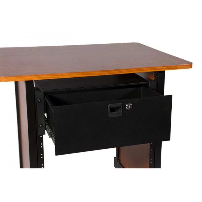 Angle. On Stage Stands - OnStage RDLS4000 4U Locking Rack Drawer, Shallow (RDLS 4000) , Black - Black.