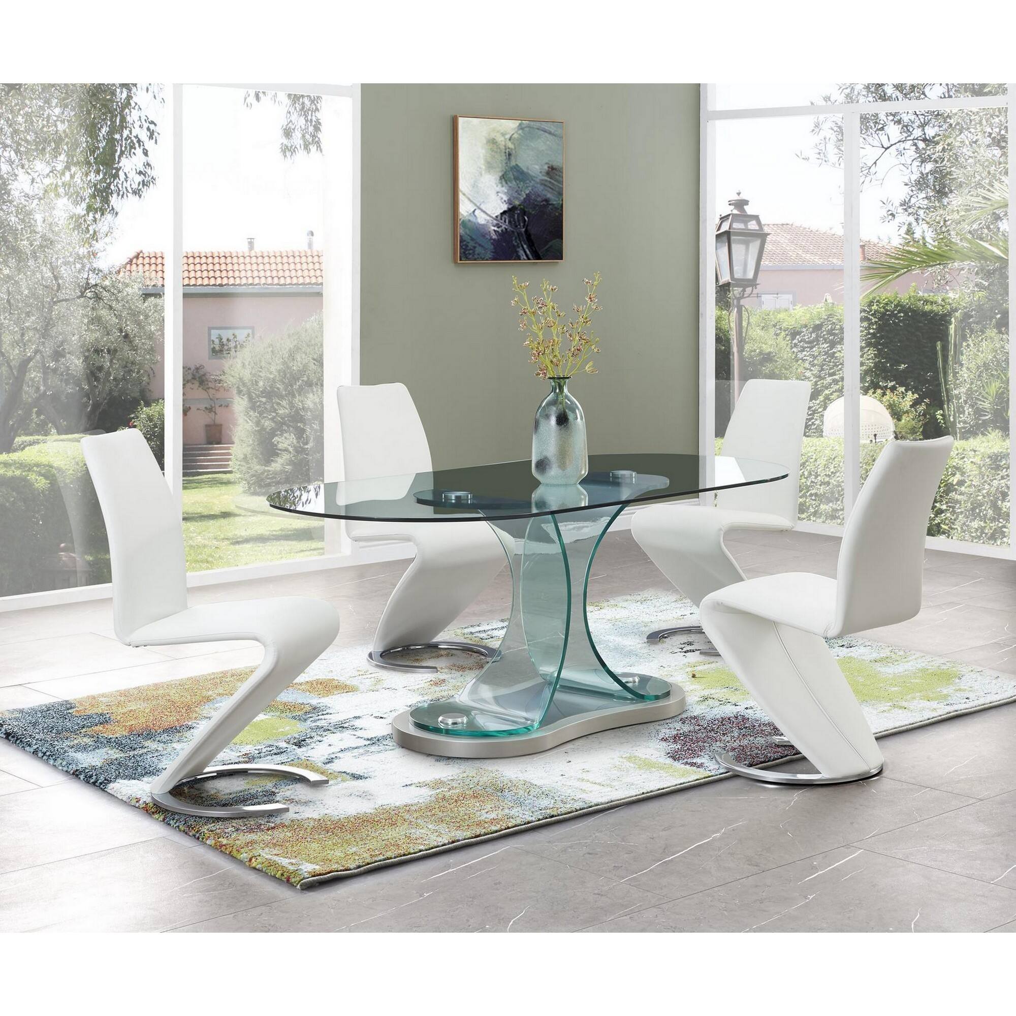 Alt View 4. Hivvago - Hivvago Set of Two Upholstered Faux Leather Dining Parsons Chairs - White.