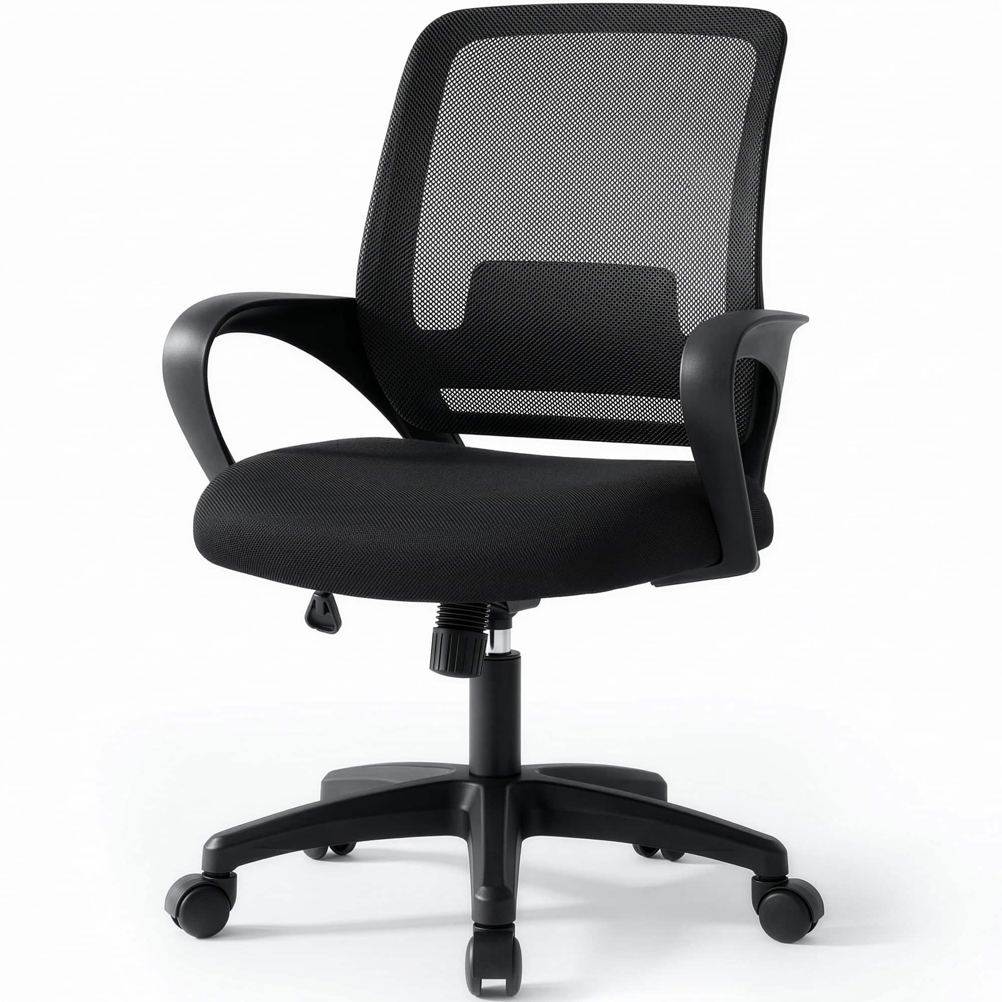 Celtoss - Ergonomic Office Chair, Mesh Desk Chair with Lumbar Support, Mid-Back, Armrests & Swivel Base - Black