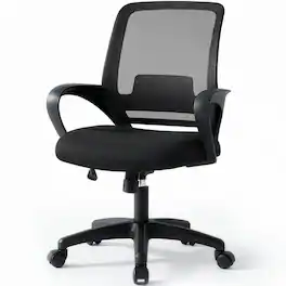 Celtoss - Ergonomic Office Chair, Mesh Desk Chair with Lumbar Support, Mid-Back, Armrests & Swivel Base - Black