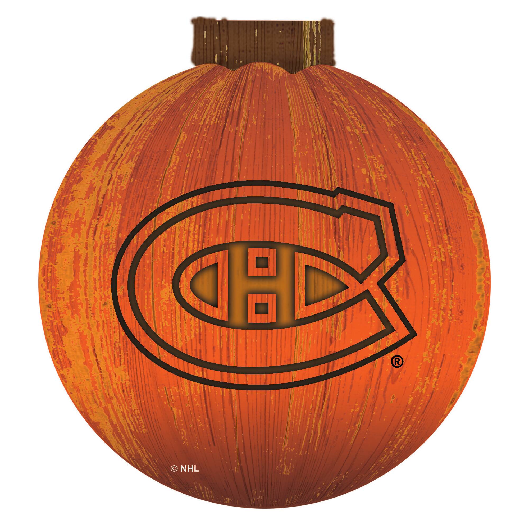 Front. Fan Creations - Montreal Canadiens 12'' Pumpkin Sign - Orange.