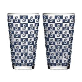 Logo Brands - Seattle Mariners Two-Pack Gridiron Stained 16oz. Pint Glass Set - Multicolor