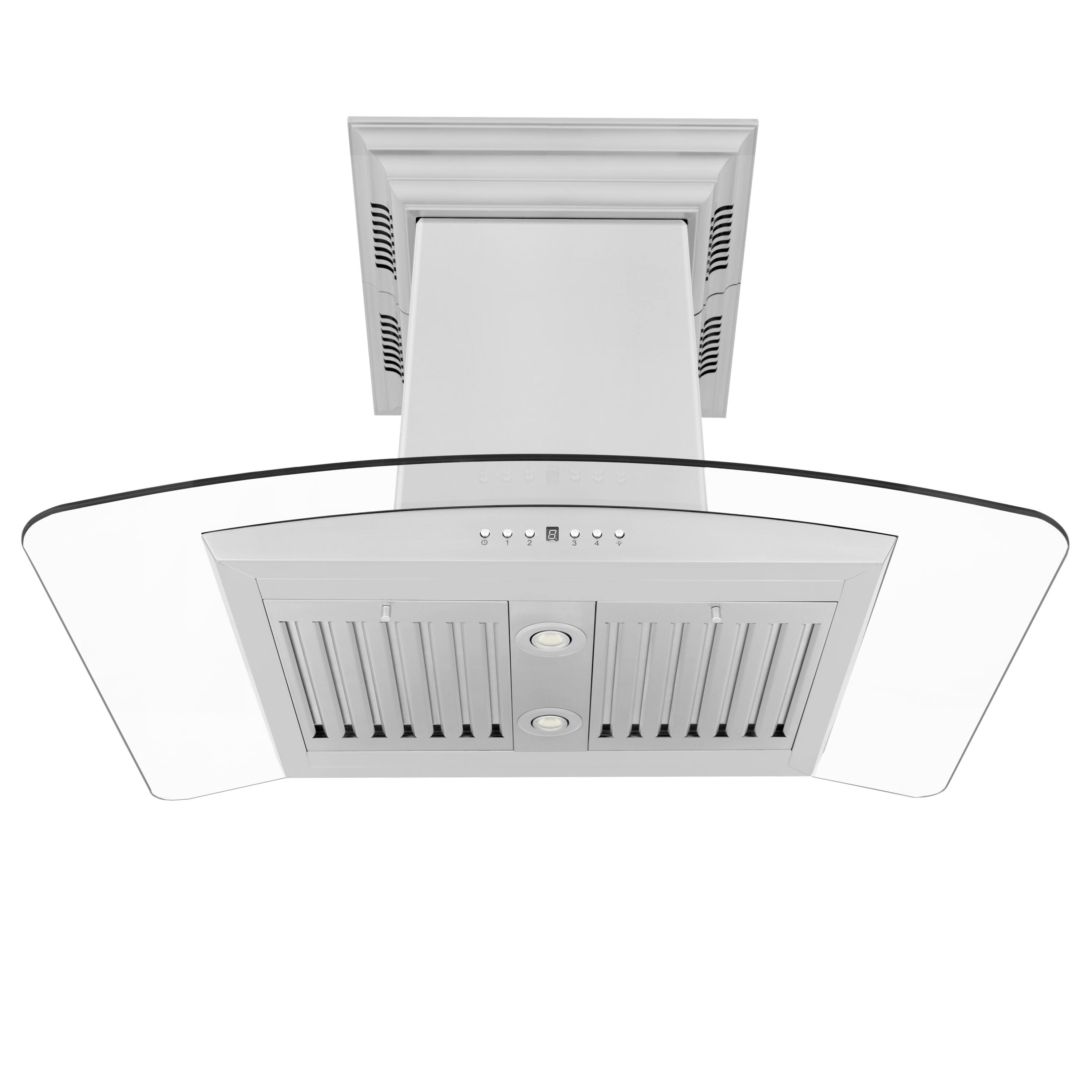 Alt View 1. ZLINE - 36 in. ZLINE CrownSound™Ducted Vent Island Mount Range Hood in Stainless Steel with Built-in Bluetooth Speakers - Stainless Steel.