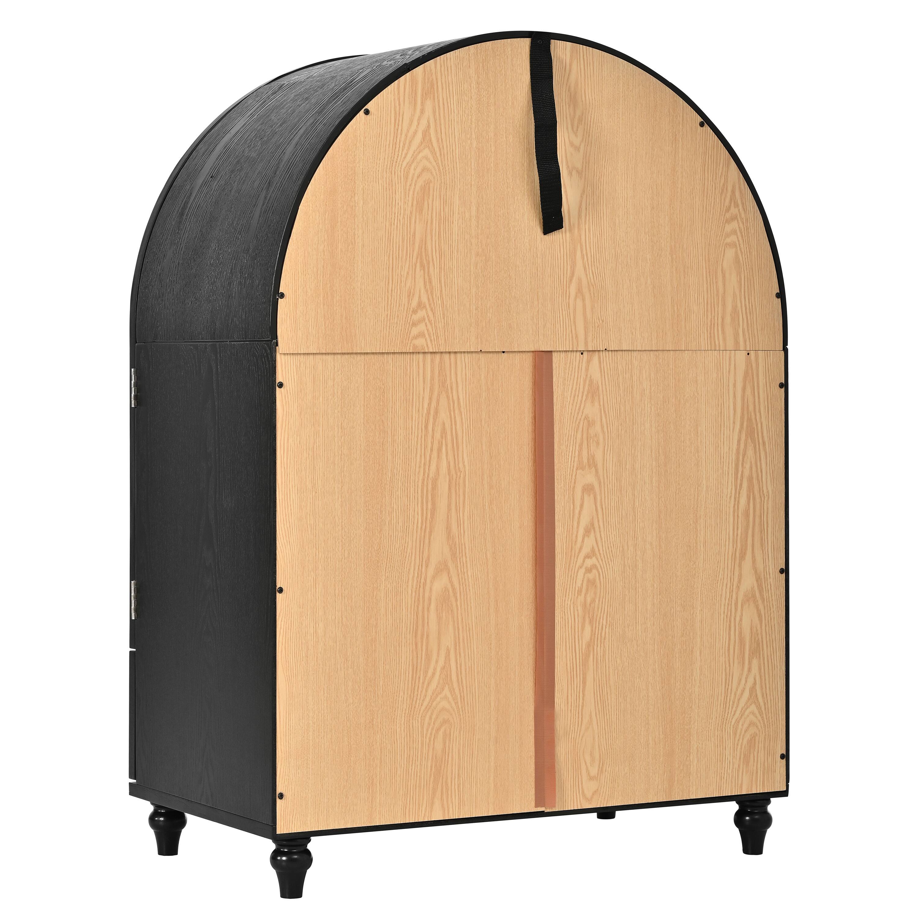 Alt View 7. Loheer - Loheer Arched Display Cabinet Wood Storage Cabinet with Glass Doors Accent Cabinet with Drawers for Living Room - Natural Wood.