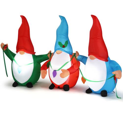 Front. Winado - 7 FT Lighted Christmas Inflatables 3 Gnomes Outdoor Decoration with Build in LED for Holiday - Multicolor.