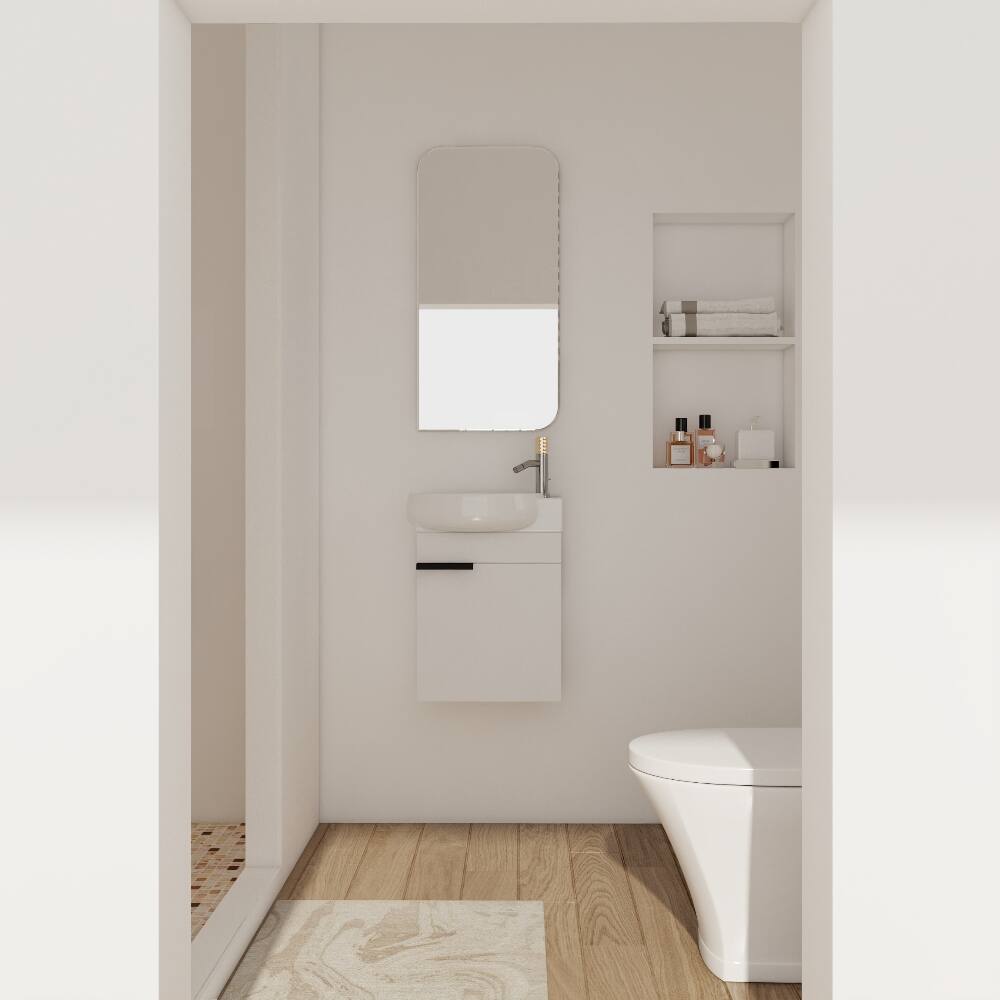 Angle. Loheer - Loheer 16 inch bathroom vanity with sink Gloss White Plywood - Gloss White.