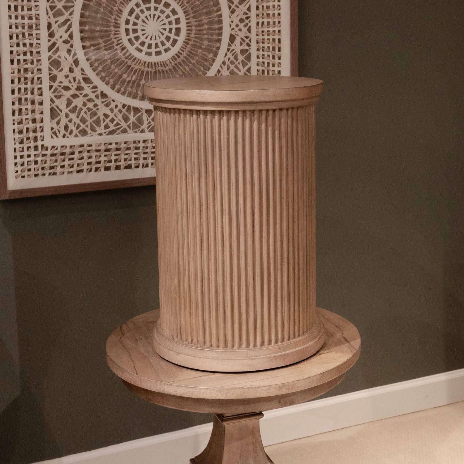 Angle. Liberty Furniture Industries - Haven Hills Round Chairside Table for Living Room - Camel Beige Birch Wood - Camel Beige.