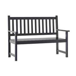 Emma + Oliver - Acacia Wood Slatted Patio Bench Loveseat for 2 for Indoor/Outdoor Use - Black