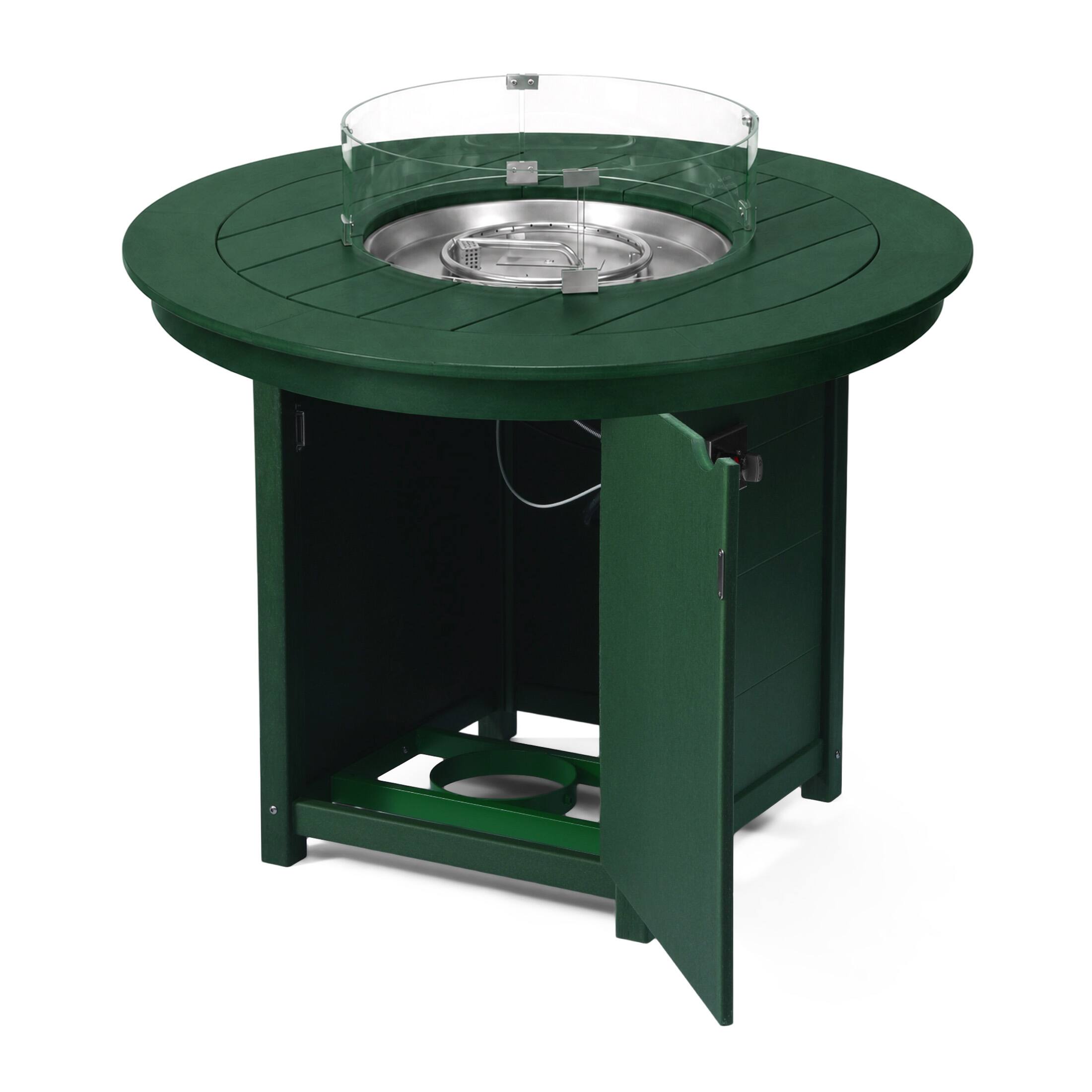 Left. WestinTrends - WestinTrends Helios 47" Modern Outdoor Patio Propane Round Counter Height Fire Pit Table - Dark Green.