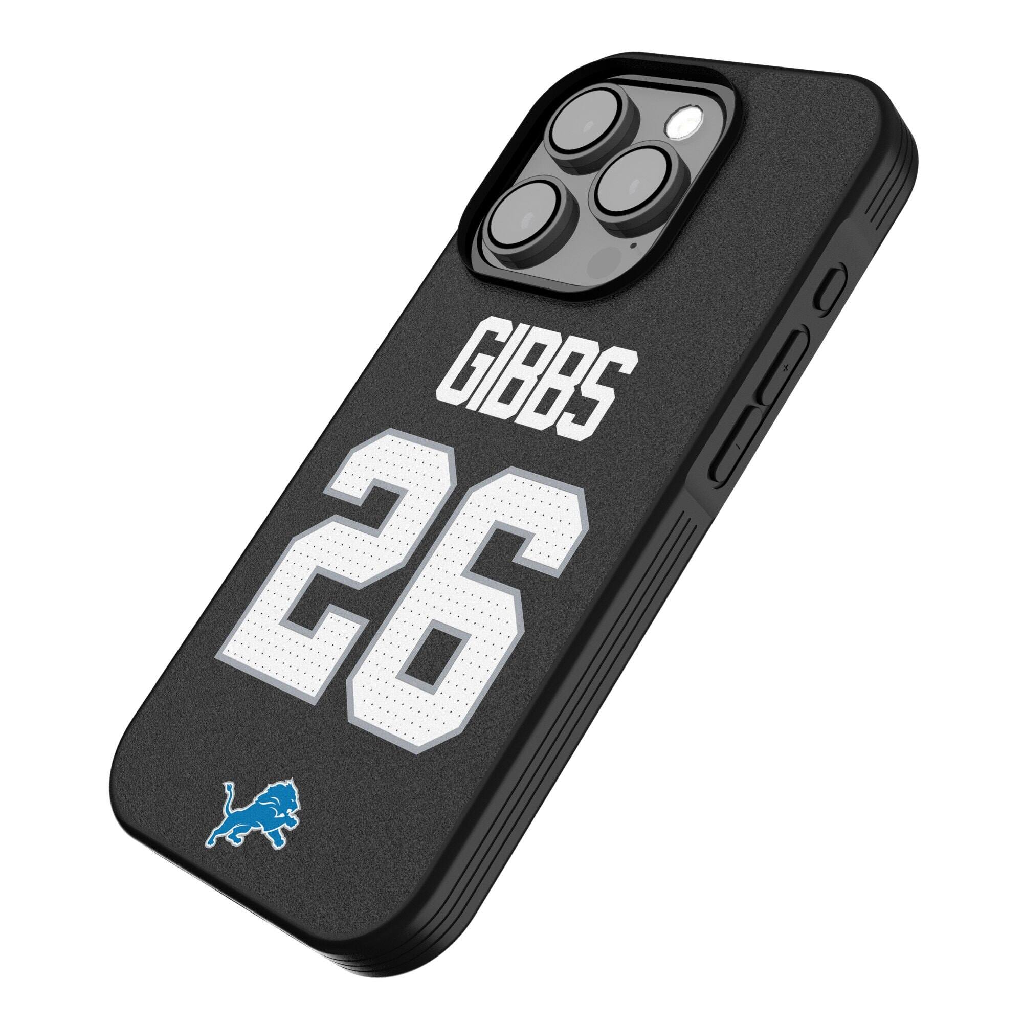 Alt View 1. Keyscaper - Jahmyr Gibbs Detroit Lions iPhone Bump Case - 13 mini - Black.