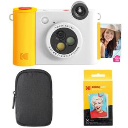 Kodak - Smile+ 10MP Digital Instant Print Camera, Zink Photo Paper & Case Starter Bundle - White