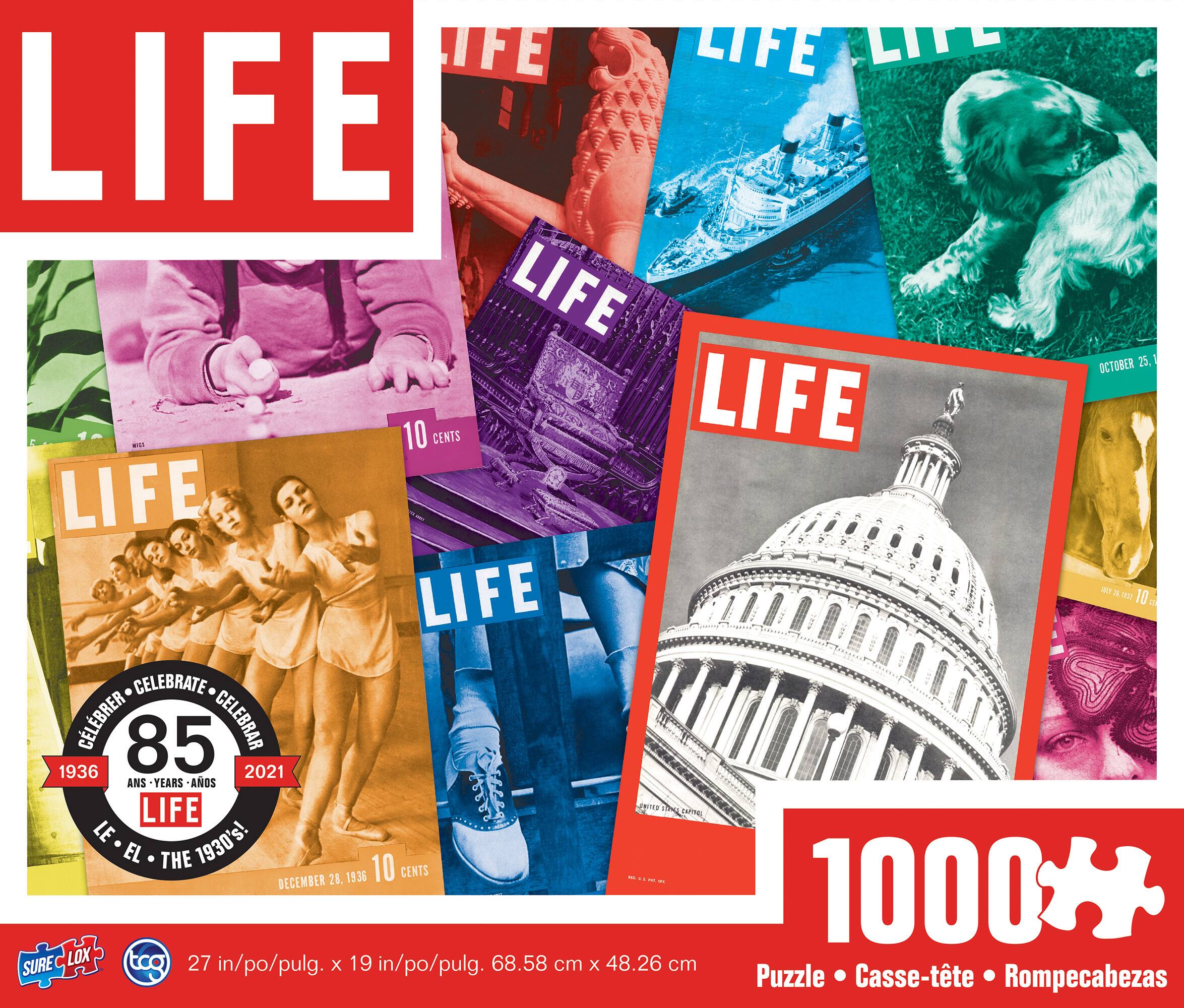 LIFE

10 CENTS

OCTOBER 25

CELEBRATE 85 CELEBRAR 1936 2021 ANS-YEARS-AÑOS

LIFE

1930's!

DECEMBER 28, 1936

10 CENTS

27 in/po/pulg. x 19 in/po/pulg. 68.58 cm x 48.26 cm

Puzzle • Casse-tête • Rompecabezas

1000

SURE-LOX

tco
