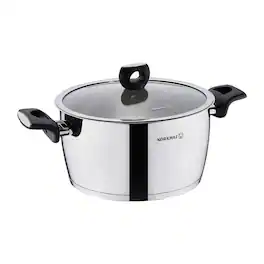 Korkmaz - Nora 2 Piece 5.5 Liter Stainless Steel Casserole with Lid - Silver
